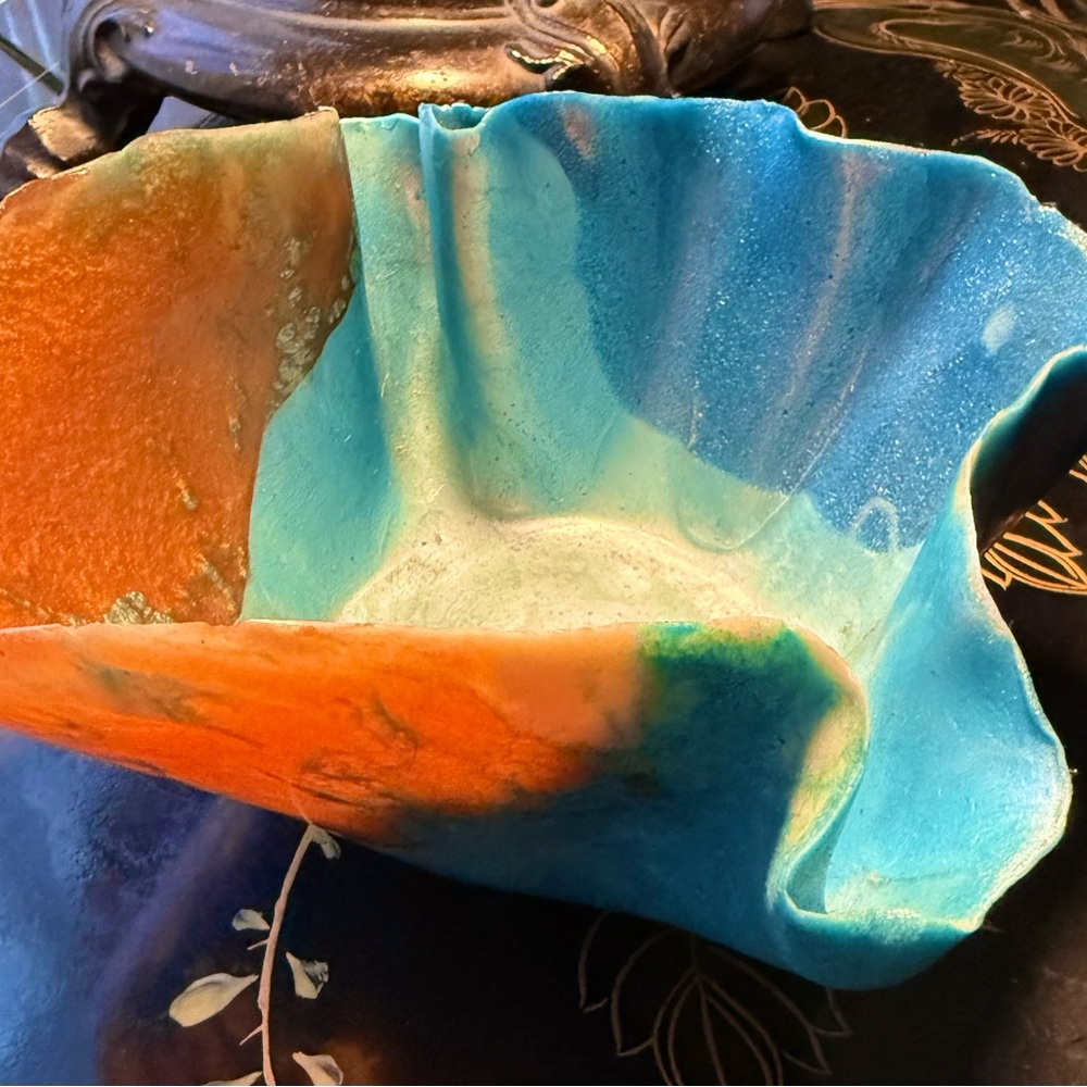 Vibrant Blue and Orange Art Sculpture